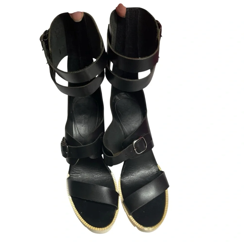 Denouee Strappy Wedge Heeled Sandals Size 9 - Picture 2 of 8